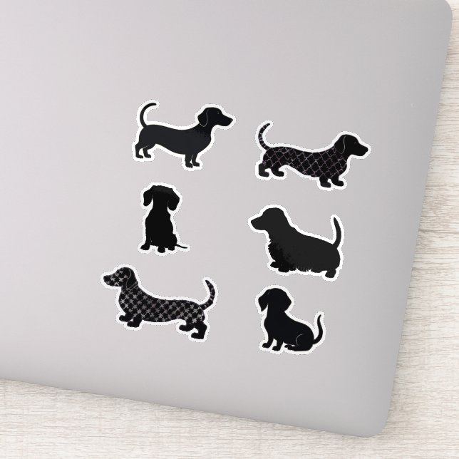 Sticker Mignonette Dachshunds Saucage Chien Silhouette Déc (Détail)