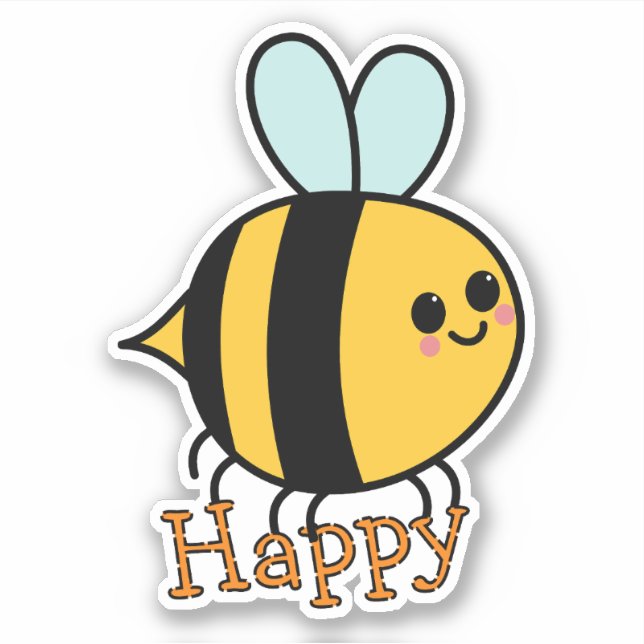Sticker Mignonne abeille de dessin animé heureuse  (Devant)