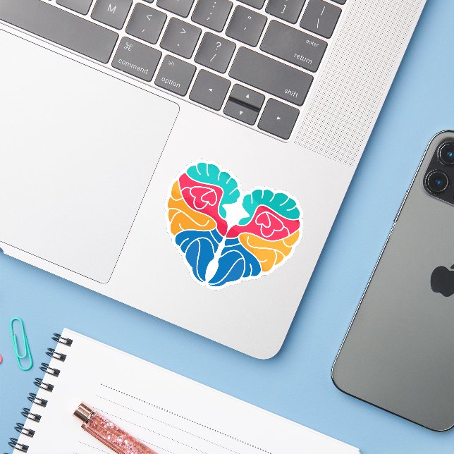 Sticker Mignonne Amour coloré (Ordinateur portable avec iPhone)