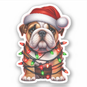 Sticker Mignonne chien taureau de Noël