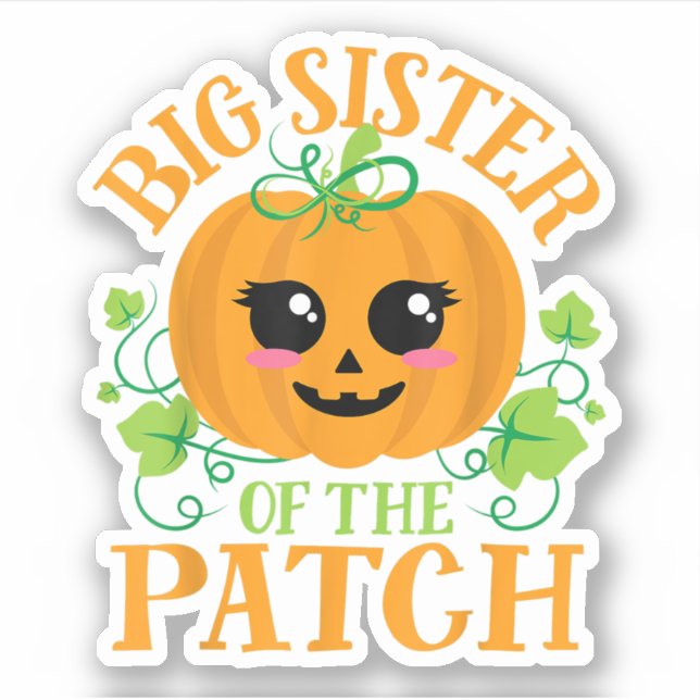 Sticker Mignonne Citrouille Halloween Grande Soeur Dans Le (Devant)