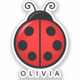 Sticker Mignonne coccinelle rouge personnalisée avec nom -