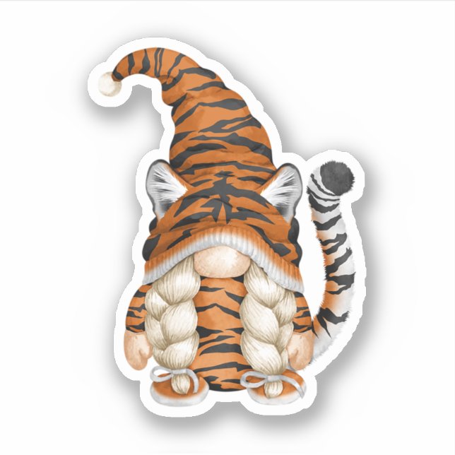 Sticker Mignonne Gnome En Costume De Tigre Et Maman De Tig (Devant)
