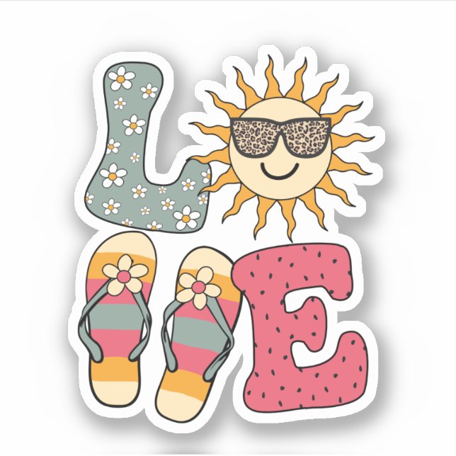 Sticker Mignonne Lote Summer Sun Flip Flops Plage (Devant)