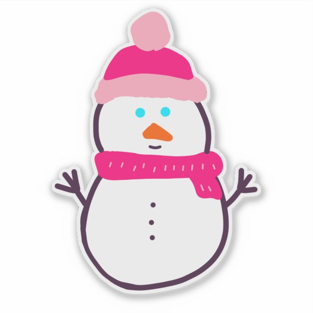 Sticker Mignonne motoneige d'hiver en rose (Devant)