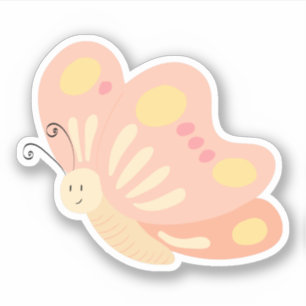 Sticker Mignonne Rose Peach Yellow Girly Butterly