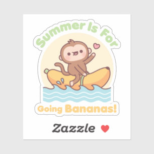Sticker Mignonne Singe sur Banana Bateau été est pour alle