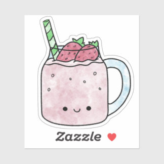 Sticker Mignonne smoothie à la fraise