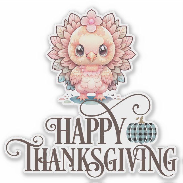 Sticker Mignonne Turquie Thanksgiving (Devant)