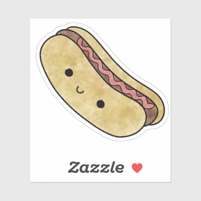 Sticker Mignonne yummy hot dog (Feuille)