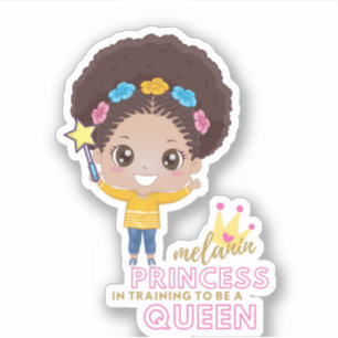 Sticker Mignonnes Filles Melanin Princesse Entraînement Po