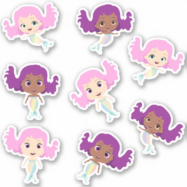 Sticker Mignonnes sirènes de caricatures (Devant)