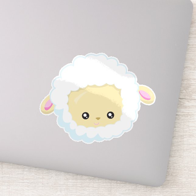 Sticker Mignons, Petits moutons, Moutons bébés, Moutons bl (Détail)