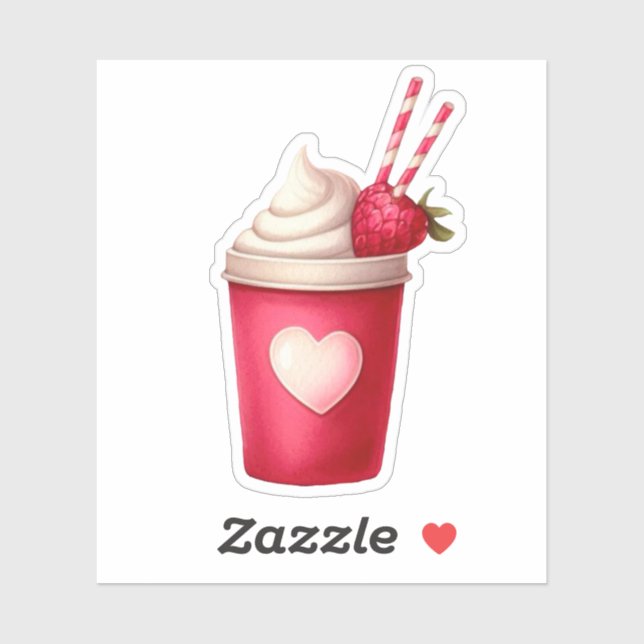 Sticker Milkshake aux fraises mûres (Feuille)