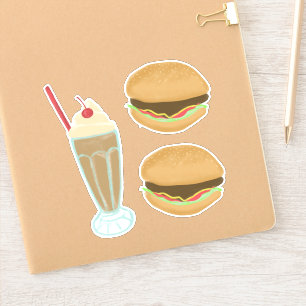 Sticker Milkshake et 2 Hamburger Dessin Art