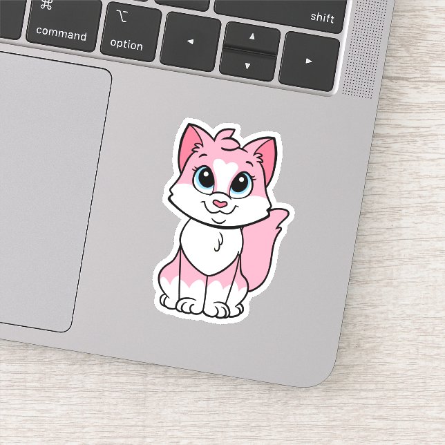 Sticker Minette, chaton rose (Détail)