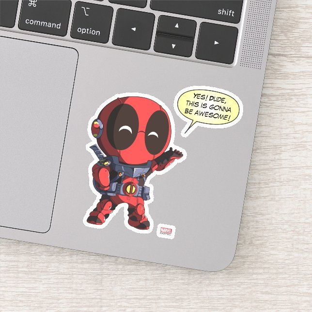 Sticker Mini Deadpool en armure (Détail)
