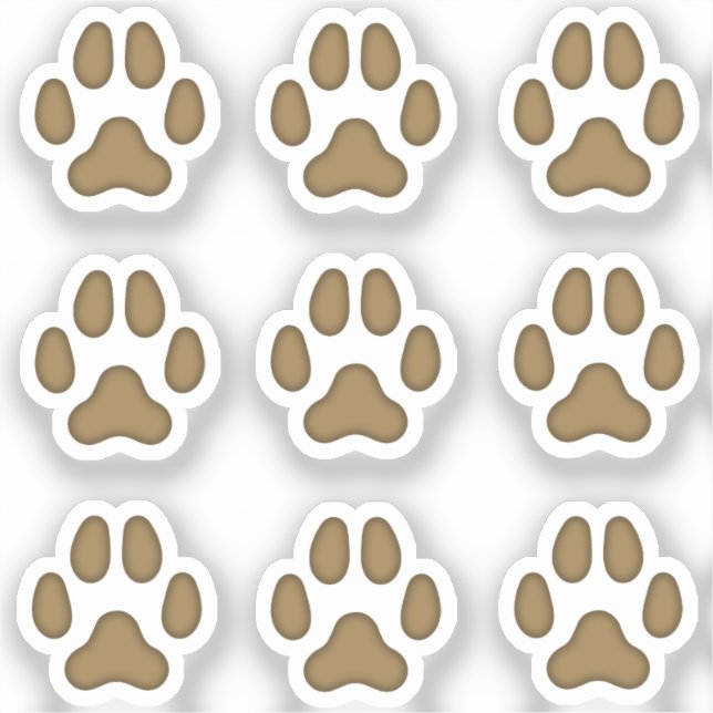 Sticker Mini Empreintes de pattes Chien Brown Titres d'ani (Recto)