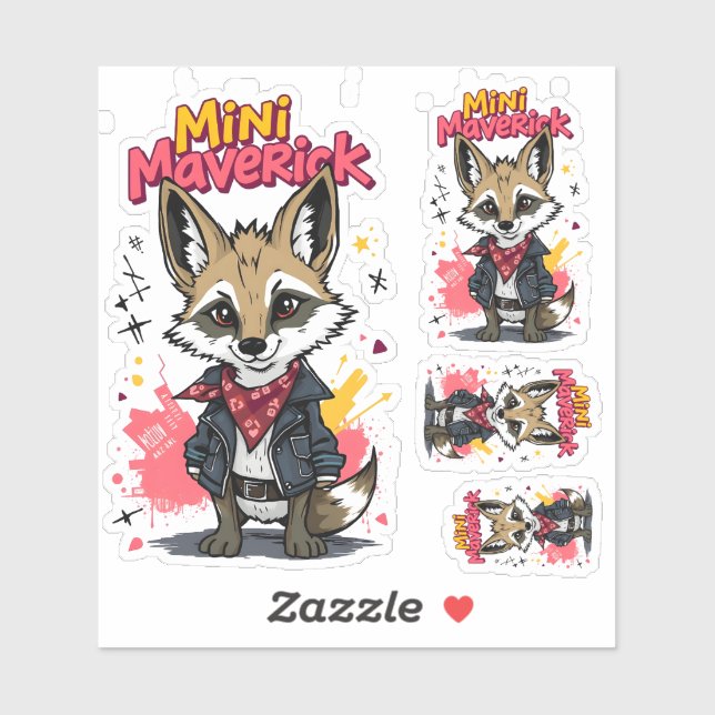 Sticker Mini Maverick Cool Rebel Coyote Playground Punk  (Feuille)
