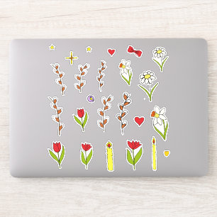 Sticker Mini mignon Happy Fleurs de Pâques dessin animé