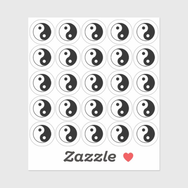 Sticker Mini Yin Yang Symbole Yoga Icon Martial Art Planne (Feuille)