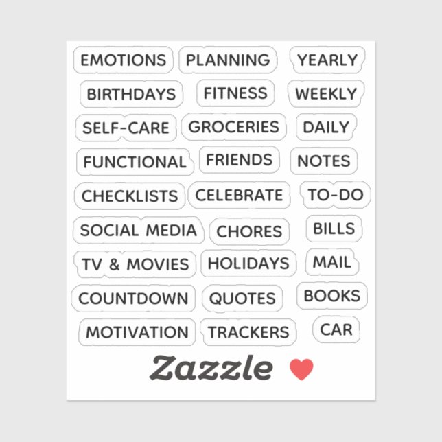 Sticker Minimal Text Planner Tab Label Binder Divider Tab (Feuille)