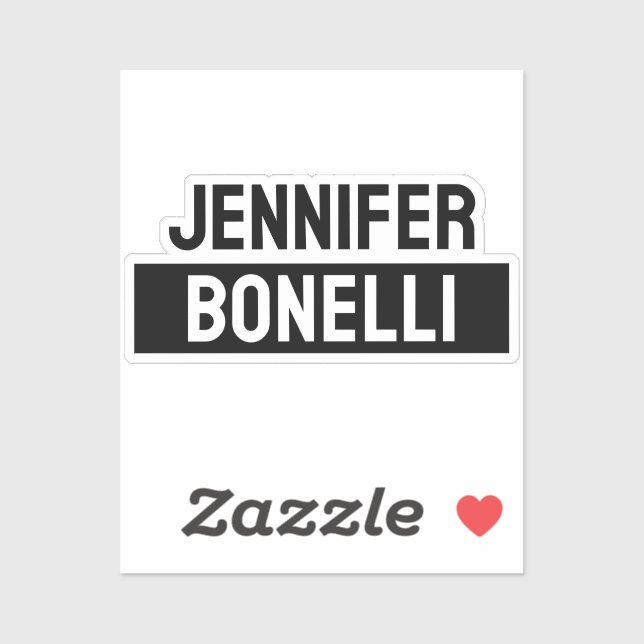 Sticker Minimalist Black & White Plain Elegant Modern Name (Feuille)