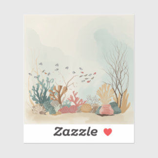 Sticker Minimalist Coral Reef Painting Collection