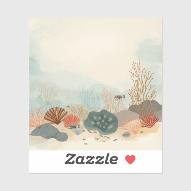 Sticker Minimalist Coral Reef Painting Collection 🌍✨ (Feuille)