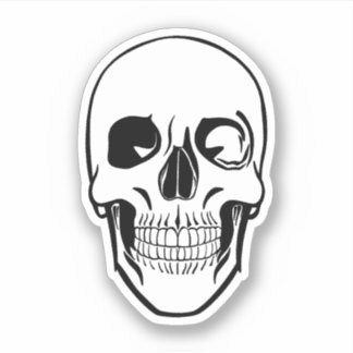 Sticker minimaliste à crâne noir et blanc