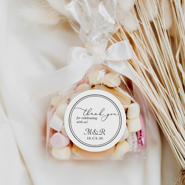 Sticker minimaliste en Merci noir blanc Favoriser (Créateur téléchargé)