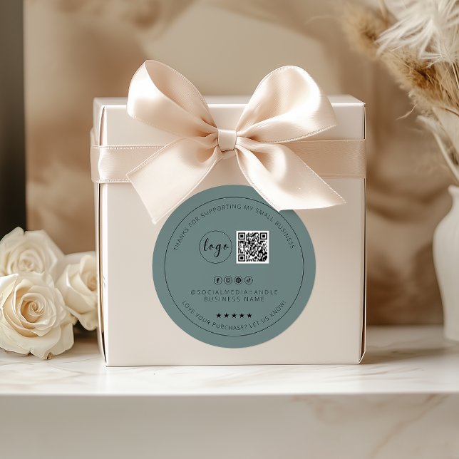 Sticker minimaliste en Merci vert sur mesure (Minimalist Custom Sage Green Thank You Sticker)