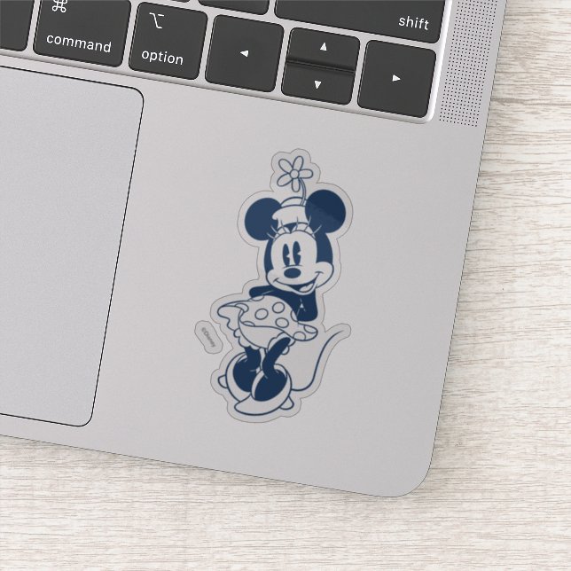 Sticker Minnie classique | Huile bleue avec fleur (Détail)