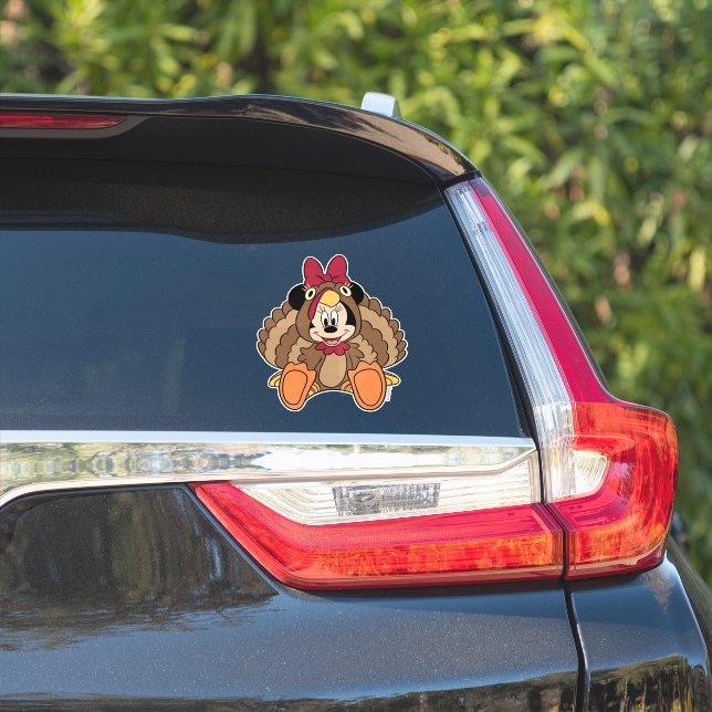 Sticker Minnie Souris Thanksgiving Turquie (Côté voiture)