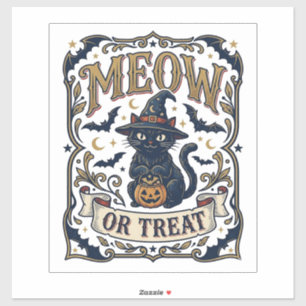 Sticker Minou ou traiter Chat Halloween Chat Fantomatique 