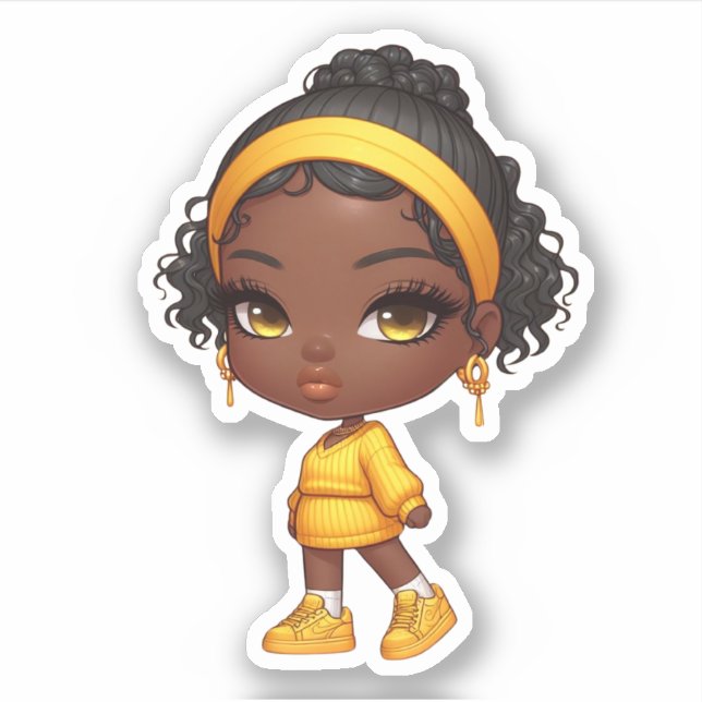 Sticker minuscule chibi noire (Devant)