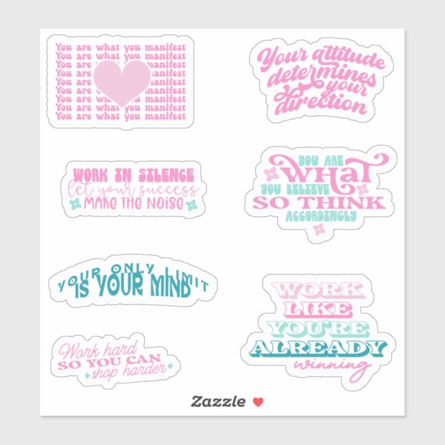 Sticker miroir d'affirmation positive série tendance de (Feuille)