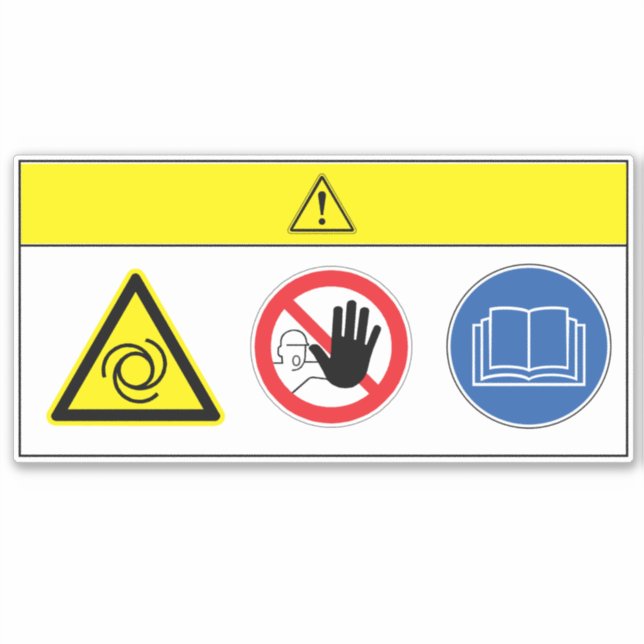 Sticker Mise en garde/équipement démarre automatiquement É (Devant)