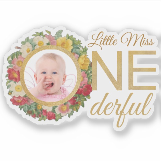 Sticker Miss Onederful Photo en Rose Wreath Premier annive (Devant)