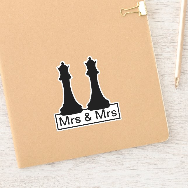 Sticker Mme Et Mme Queen Chess Pieces Mariage Gay (Carnet)