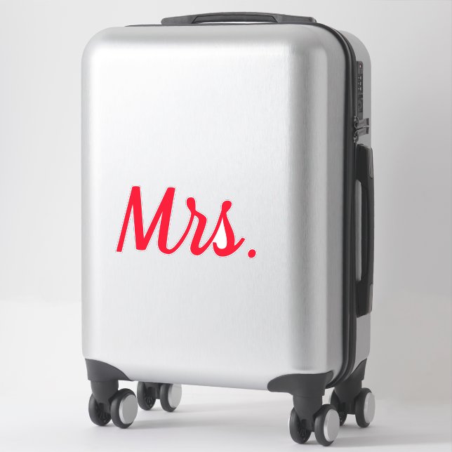 Sticker Mme Femme Couple Monogramme Rouge Bold Personnalis (Sur valise)