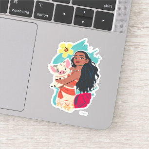 Sticker Moana Holding Pua Illustré