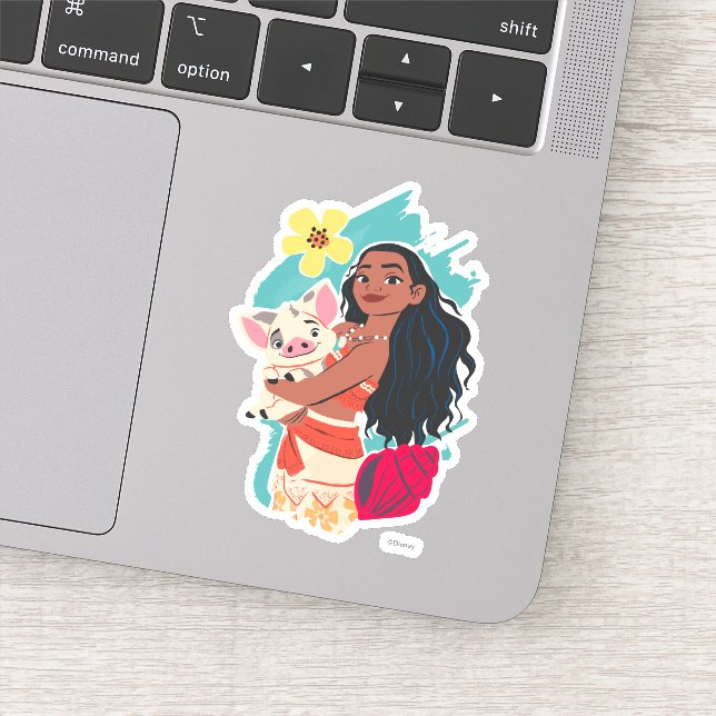 Sticker Moana Holding Pua illustré graphique (Détail)