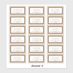 Sticker Mocha brun rectangulaire cadre individuel étiquett