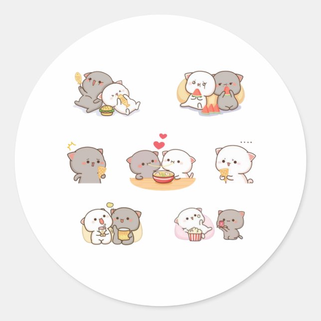 Sticker Mochi Peach Cat Pack (Devant)