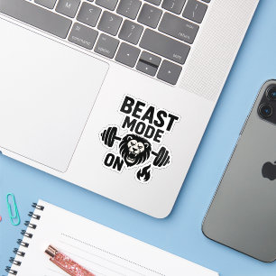 Sticker Mode Bête Activé - Lion torride Motivationnel Gym