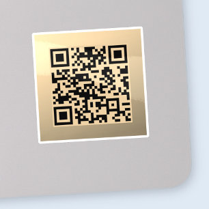 Sticker Modèle de code QR immédiatement modifiable   Or Fa