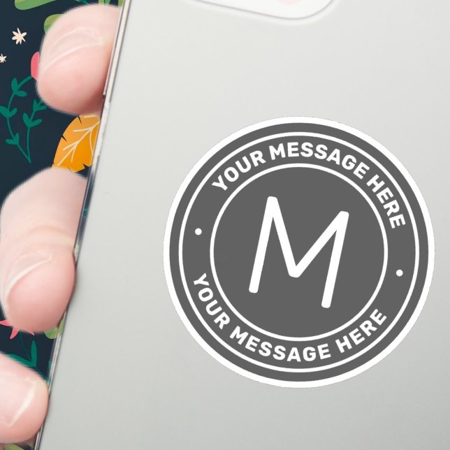 Sticker Modèle de texte personnalisable | Gris (Créateur téléchargé)