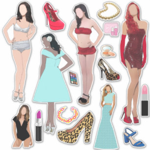 Sticker Modèles de mode Chaussures et maquillage