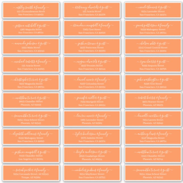 Sticker Modern Chic Script Mariage Nom d'hôte Adresse (Devant)